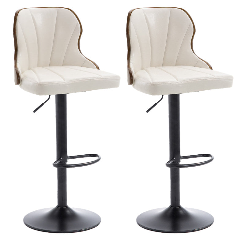 Scandinavian Metal Stool Leather Upholstered Counter Stool in Matte Finish for Indoor White 2 Piece Set Clearhalo 'Bar Furniture' 'Bar Stools' 'bar_stools' 'furn' 'furn_bar_stools' 'Furniture' 'Kitchen & Dining Furniture' 5694847