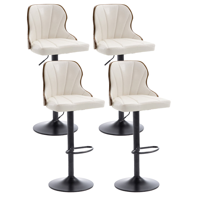 Scandinavian Metal Stool Leather Upholstered Counter Stool in Matte Finish for Indoor White 4 Piece Set Clearhalo 'Bar Furniture' 'Bar Stools' 'bar_stools' 'furn' 'furn_bar_stools' 'Furniture' 'Kitchen & Dining Furniture' 5694848
