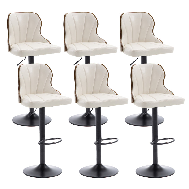 Scandinavian Metal Stool Leather Upholstered Counter Stool in Matte Finish for Indoor White 6 Piece Set Clearhalo 'Bar Furniture' 'Bar Stools' 'bar_stools' 'furn' 'furn_bar_stools' 'Furniture' 'Kitchen & Dining Furniture' 5694849