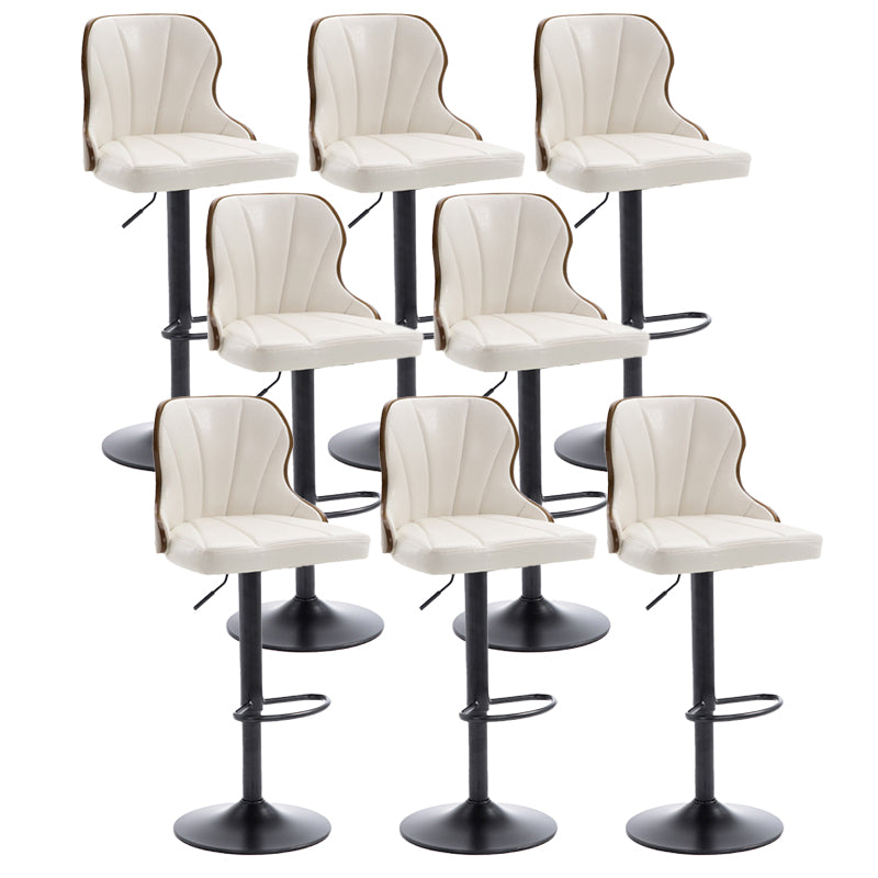 Scandinavian Metal Stool Leather Upholstered Counter Stool in Matte Finish for Indoor White 8 Piece Set Clearhalo 'Bar Furniture' 'Bar Stools' 'bar_stools' 'furn' 'furn_bar_stools' 'Furniture' 'Kitchen & Dining Furniture' 5694850