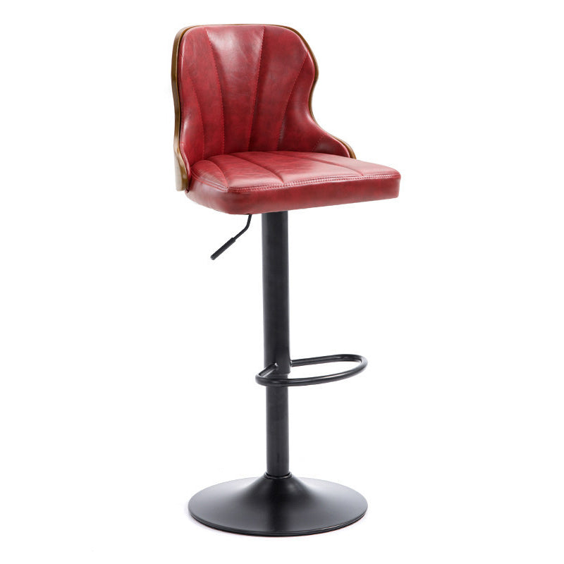 Scandinavian Metal Stool Leather Upholstered Counter Stool in Matte Finish for Indoor Red 1 Piece Clearhalo 'Bar Furniture' 'Bar Stools' 'bar_stools' 'furn' 'furn_bar_stools' 'Furniture' 'Kitchen & Dining Furniture' 5694851
