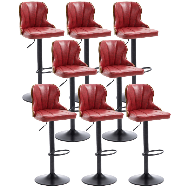 Scandinavian Metal Stool Leather Upholstered Counter Stool in Matte Finish for Indoor Red 8 Piece Set Clearhalo 'Bar Furniture' 'Bar Stools' 'bar_stools' 'furn' 'furn_bar_stools' 'Furniture' 'Kitchen & Dining Furniture' 5694855