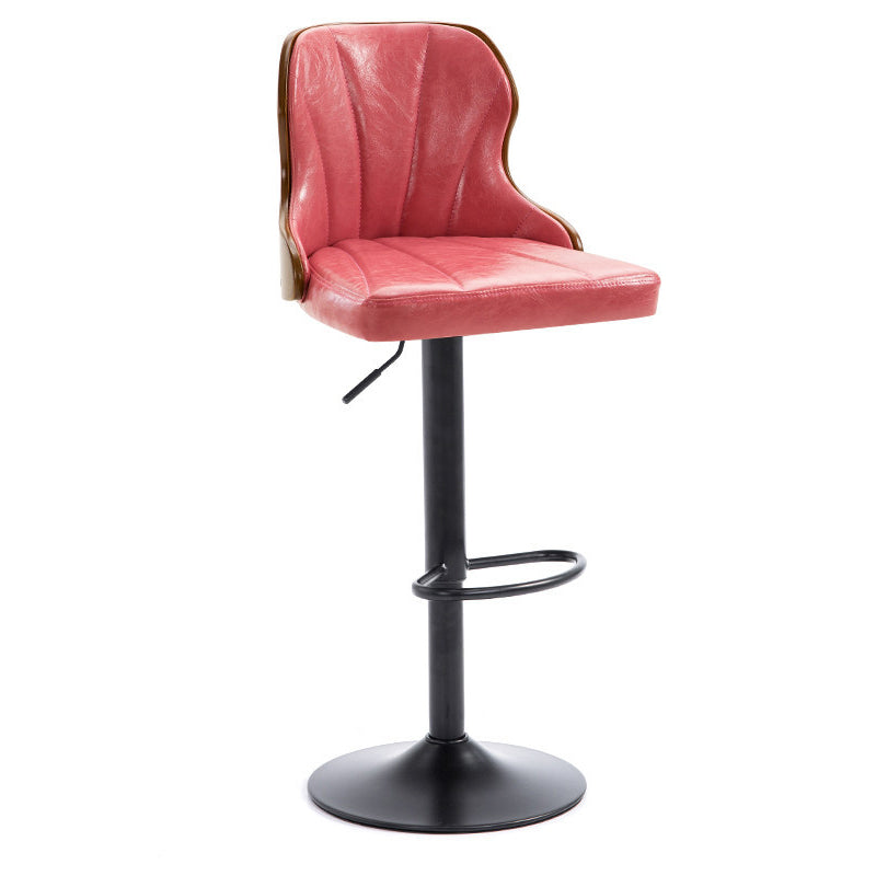 Scandinavian Metal Stool Leather Upholstered Counter Stool in Matte Finish for Indoor Pink 1 Piece Clearhalo 'Bar Furniture' 'Bar Stools' 'bar_stools' 'furn' 'furn_bar_stools' 'Furniture' 'Kitchen & Dining Furniture' 5694856