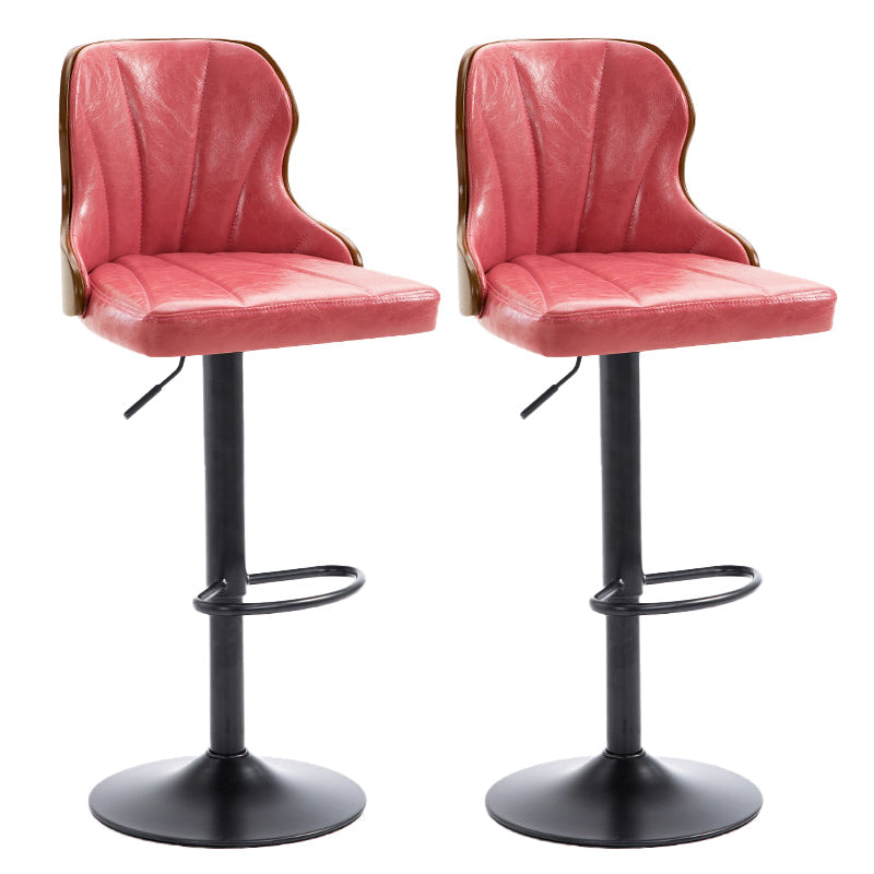 Scandinavian Metal Stool Leather Upholstered Counter Stool in Matte Finish for Indoor Pink 2 Piece Set Clearhalo 'Bar Furniture' 'Bar Stools' 'bar_stools' 'furn' 'furn_bar_stools' 'Furniture' 'Kitchen & Dining Furniture' 5694857