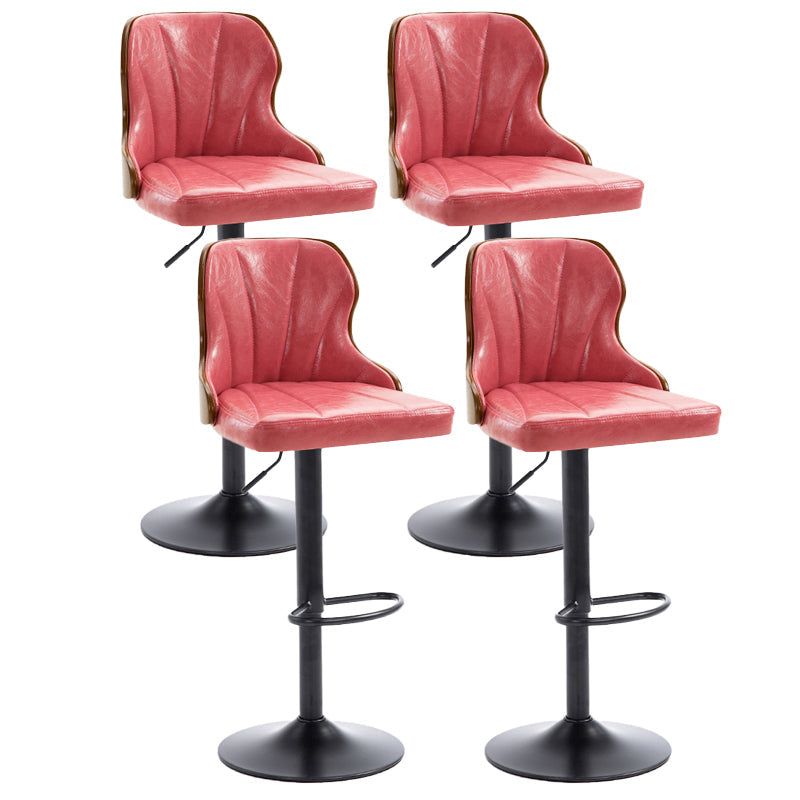 Scandinavian Metal Stool Leather Upholstered Counter Stool in Matte Finish for Indoor Pink 4 Piece Set Clearhalo 'Bar Furniture' 'Bar Stools' 'bar_stools' 'furn' 'furn_bar_stools' 'Furniture' 'Kitchen & Dining Furniture' 5694858