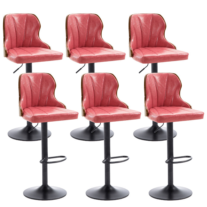 Scandinavian Metal Stool Leather Upholstered Counter Stool in Matte Finish for Indoor Pink 6 Piece Set Clearhalo 'Bar Furniture' 'Bar Stools' 'bar_stools' 'furn' 'furn_bar_stools' 'Furniture' 'Kitchen & Dining Furniture' 5694859