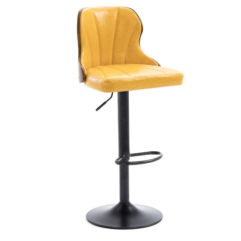 Scandinavian Metal Stool Leather Upholstered Counter Stool in Matte Finish for Indoor Yellow 1 Piece Clearhalo 'Bar Furniture' 'Bar Stools' 'bar_stools' 'furn' 'furn_bar_stools' 'Furniture' 'Kitchen & Dining Furniture' 5694861