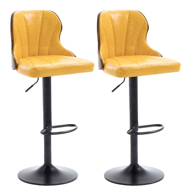 Scandinavian Metal Stool Leather Upholstered Counter Stool in Matte Finish for Indoor Yellow 2 Piece Set Clearhalo 'Bar Furniture' 'Bar Stools' 'bar_stools' 'furn' 'furn_bar_stools' 'Furniture' 'Kitchen & Dining Furniture' 5694862