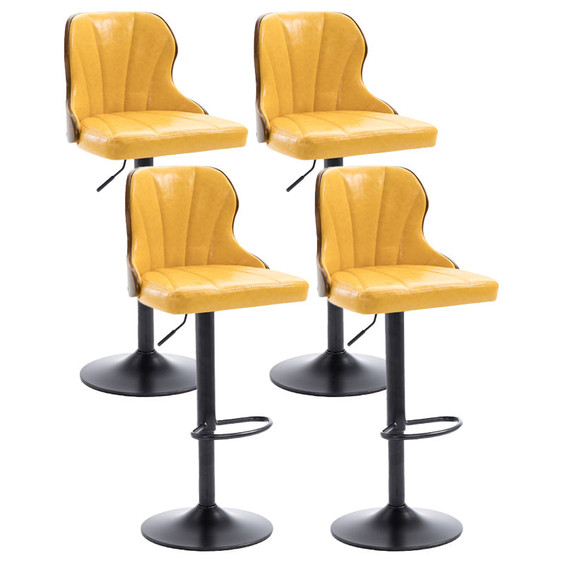 Scandinavian Metal Stool Leather Upholstered Counter Stool in Matte Finish for Indoor Yellow 4 Piece Set Clearhalo 'Bar Furniture' 'Bar Stools' 'bar_stools' 'furn' 'furn_bar_stools' 'Furniture' 'Kitchen & Dining Furniture' 5694863