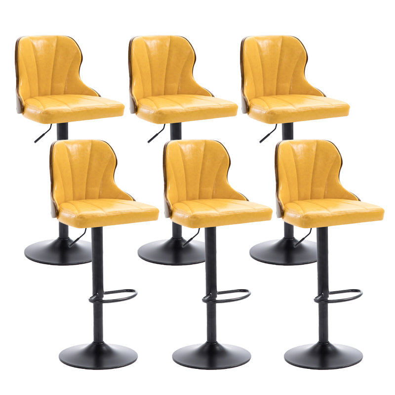 Scandinavian Metal Stool Leather Upholstered Counter Stool in Matte Finish for Indoor Yellow 6 Piece Set Clearhalo 'Bar Furniture' 'Bar Stools' 'bar_stools' 'furn' 'furn_bar_stools' 'Furniture' 'Kitchen & Dining Furniture' 5694864