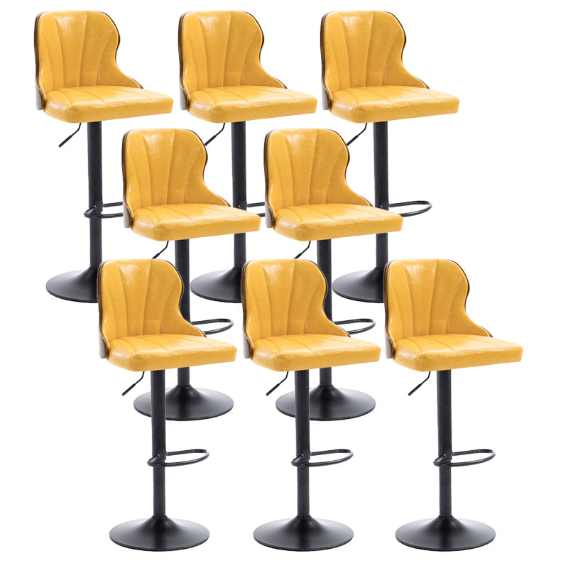 Scandinavian Metal Stool Leather Upholstered Counter Stool in Matte Finish for Indoor Yellow 8 Piece Set Clearhalo 'Bar Furniture' 'Bar Stools' 'bar_stools' 'furn' 'furn_bar_stools' 'Furniture' 'Kitchen & Dining Furniture' 5694865
