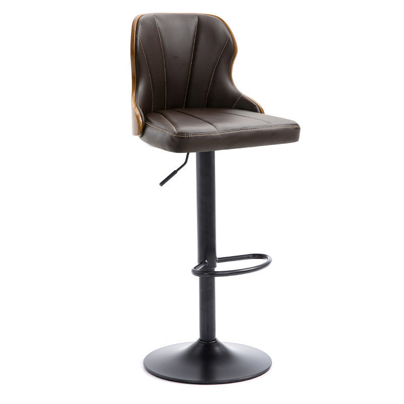 Scandinavian Metal Stool Leather Upholstered Counter Stool in Matte Finish for Indoor Brown 1 Piece Clearhalo 'Bar Furniture' 'Bar Stools' 'bar_stools' 'furn' 'furn_bar_stools' 'Furniture' 'Kitchen & Dining Furniture' 5694866