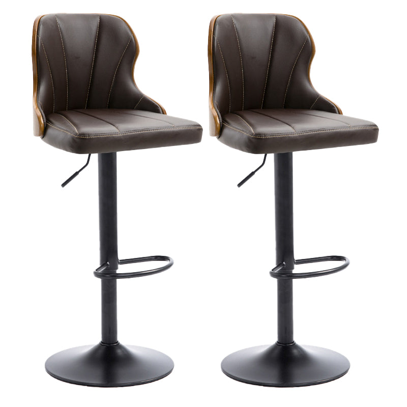 Scandinavian Metal Stool Leather Upholstered Counter Stool in Matte Finish for Indoor Brown 2 Piece Set Clearhalo 'Bar Furniture' 'Bar Stools' 'bar_stools' 'furn' 'furn_bar_stools' 'Furniture' 'Kitchen & Dining Furniture' 5694867
