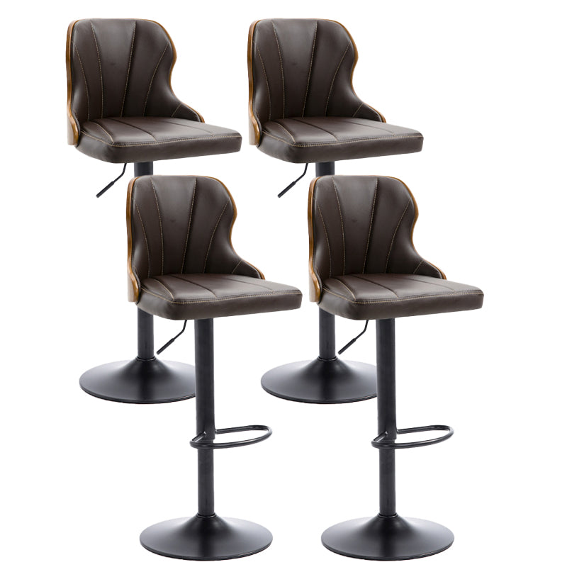 Scandinavian Metal Stool Leather Upholstered Counter Stool in Matte Finish for Indoor Brown 4 Piece Set Clearhalo 'Bar Furniture' 'Bar Stools' 'bar_stools' 'furn' 'furn_bar_stools' 'Furniture' 'Kitchen & Dining Furniture' 5694868