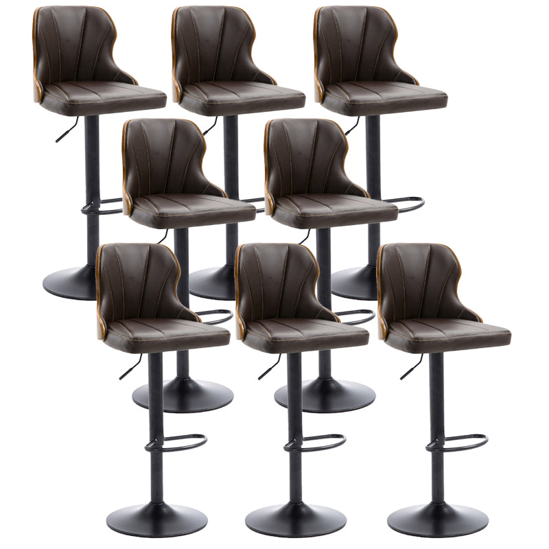 Scandinavian Metal Stool Leather Upholstered Counter Stool in Matte Finish for Indoor Brown 8 Piece Set Clearhalo 'Bar Furniture' 'Bar Stools' 'bar_stools' 'furn' 'furn_bar_stools' 'Furniture' 'Kitchen & Dining Furniture' 5694870