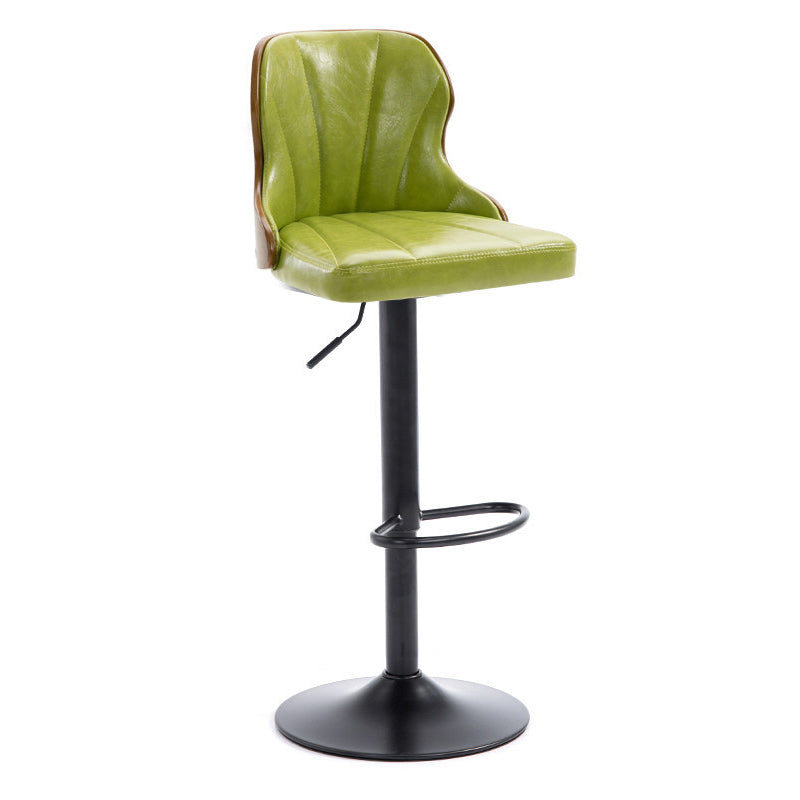 Scandinavian Metal Stool Leather Upholstered Counter Stool in Matte Finish for Indoor Green 1 Piece Clearhalo 'Bar Furniture' 'Bar Stools' 'bar_stools' 'furn' 'furn_bar_stools' 'Furniture' 'Kitchen & Dining Furniture' 5694871