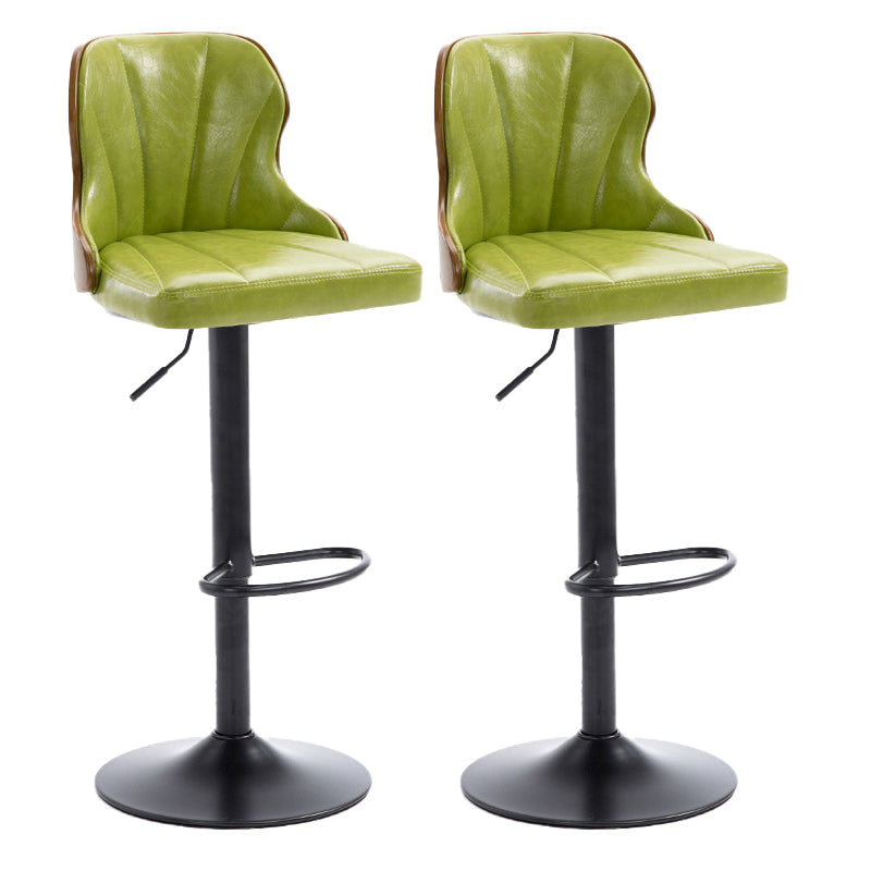 Scandinavian Metal Stool Leather Upholstered Counter Stool in Matte Finish for Indoor Green 2 Piece Set Clearhalo 'Bar Furniture' 'Bar Stools' 'bar_stools' 'furn' 'furn_bar_stools' 'Furniture' 'Kitchen & Dining Furniture' 5694872