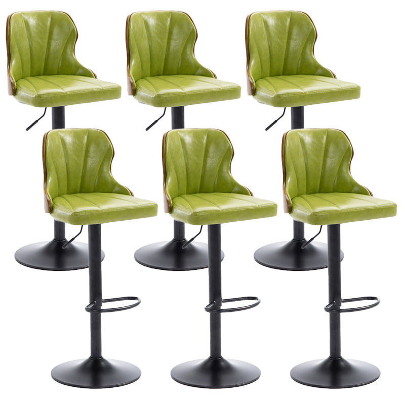 Scandinavian Metal Stool Leather Upholstered Counter Stool in Matte Finish for Indoor Green 6 Piece Set Clearhalo 'Bar Furniture' 'Bar Stools' 'bar_stools' 'furn' 'furn_bar_stools' 'Furniture' 'Kitchen & Dining Furniture' 5694874