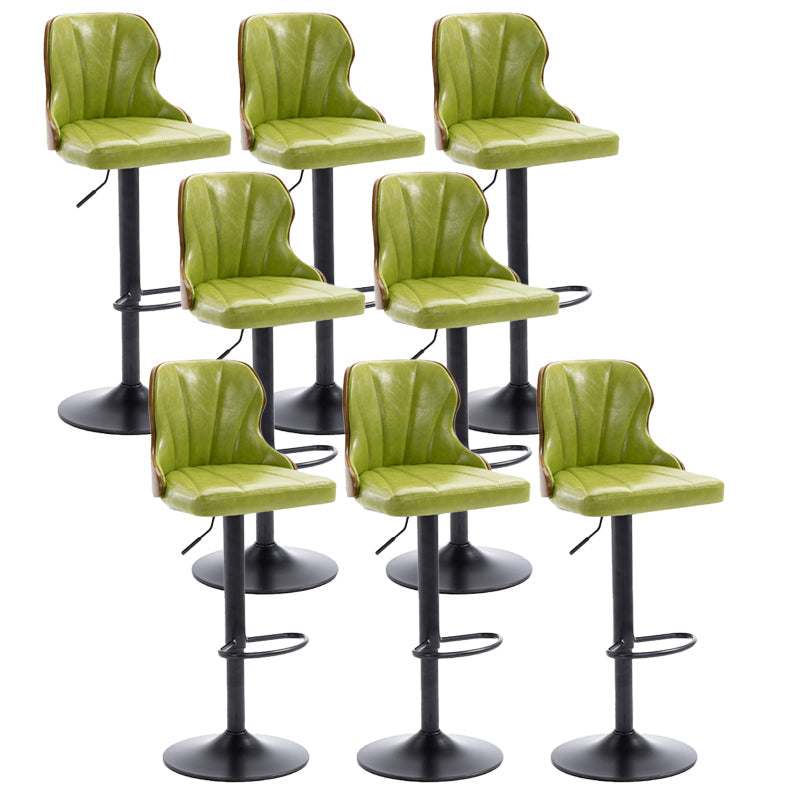 Scandinavian Metal Stool Leather Upholstered Counter Stool in Matte Finish for Indoor Green 8 Piece Set Clearhalo 'Bar Furniture' 'Bar Stools' 'bar_stools' 'furn' 'furn_bar_stools' 'Furniture' 'Kitchen & Dining Furniture' 5694875