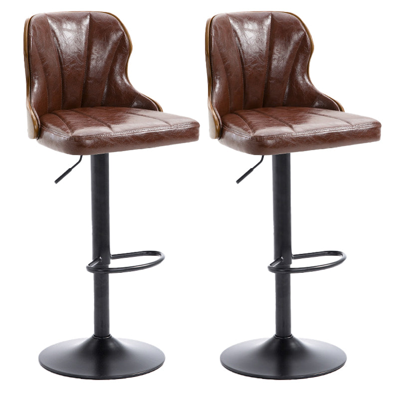 Scandinavian Metal Stool Leather Upholstered Counter Stool in Matte Finish for Indoor Light Brown 2 Piece Set Clearhalo 'Bar Furniture' 'Bar Stools' 'bar_stools' 'furn' 'furn_bar_stools' 'Furniture' 'Kitchen & Dining Furniture' 5694877