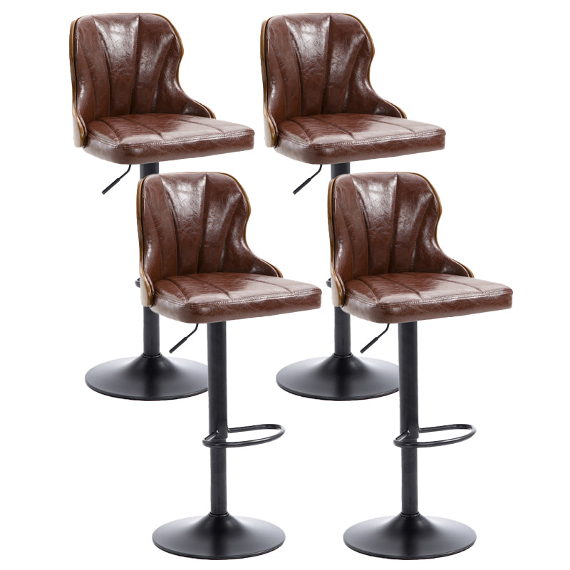 Scandinavian Metal Stool Leather Upholstered Counter Stool in Matte Finish for Indoor Light Brown 4 Piece Set Clearhalo 'Bar Furniture' 'Bar Stools' 'bar_stools' 'furn' 'furn_bar_stools' 'Furniture' 'Kitchen & Dining Furniture' 5694878
