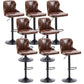 Scandinavian Metal Stool Leather Upholstered Counter Stool in Matte Finish for Indoor Light Brown 8 Piece Set Clearhalo 'Bar Furniture' 'Bar Stools' 'bar_stools' 'furn' 'furn_bar_stools' 'Furniture' 'Kitchen & Dining Furniture' 5694880