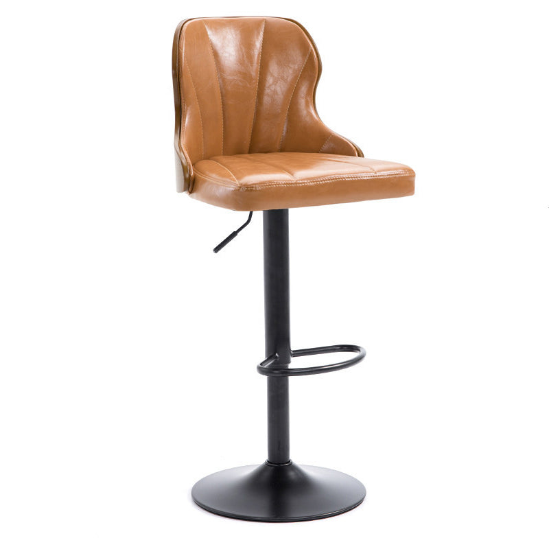 Scandinavian Metal Stool Leather Upholstered Counter Stool in Matte Finish for Indoor Ginger 1 Piece Clearhalo 'Bar Furniture' 'Bar Stools' 'bar_stools' 'furn' 'furn_bar_stools' 'Furniture' 'Kitchen & Dining Furniture' 5694881