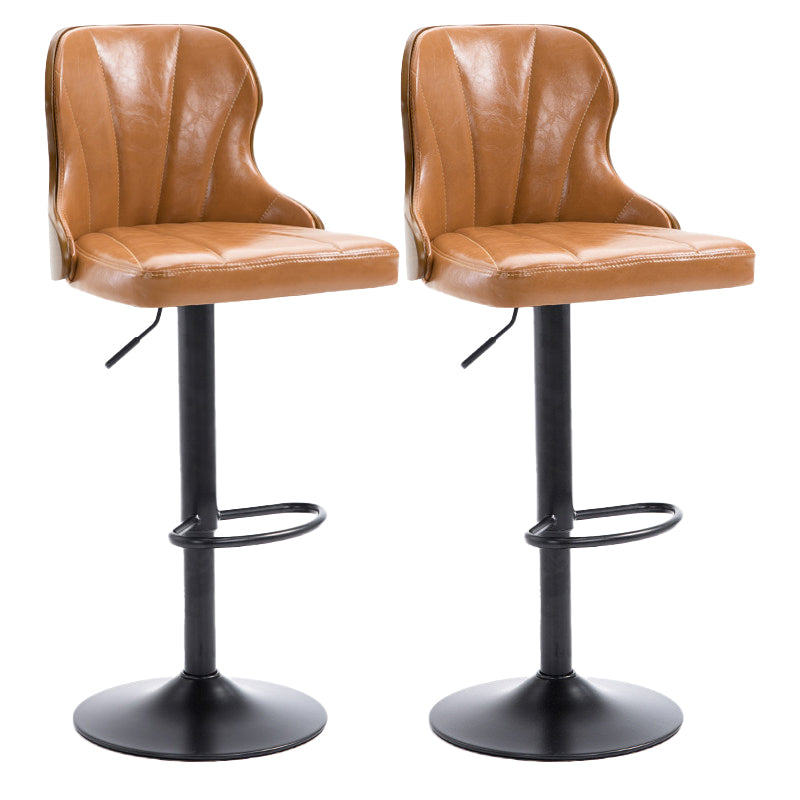 Scandinavian Metal Stool Leather Upholstered Counter Stool in Matte Finish for Indoor Ginger 2 Piece Set Clearhalo 'Bar Furniture' 'Bar Stools' 'bar_stools' 'furn' 'furn_bar_stools' 'Furniture' 'Kitchen & Dining Furniture' 5694882