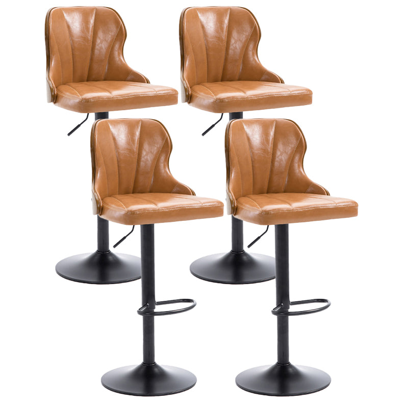 Scandinavian Metal Stool Leather Upholstered Counter Stool in Matte Finish for Indoor Ginger 4 Piece Set Clearhalo 'Bar Furniture' 'Bar Stools' 'bar_stools' 'furn' 'furn_bar_stools' 'Furniture' 'Kitchen & Dining Furniture' 5694883
