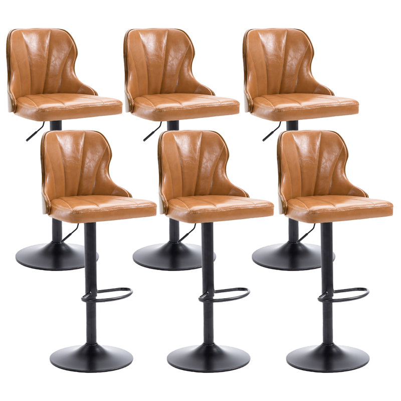 Scandinavian Metal Stool Leather Upholstered Counter Stool in Matte Finish for Indoor Ginger 6 Piece Set Clearhalo 'Bar Furniture' 'Bar Stools' 'bar_stools' 'furn' 'furn_bar_stools' 'Furniture' 'Kitchen & Dining Furniture' 5694884