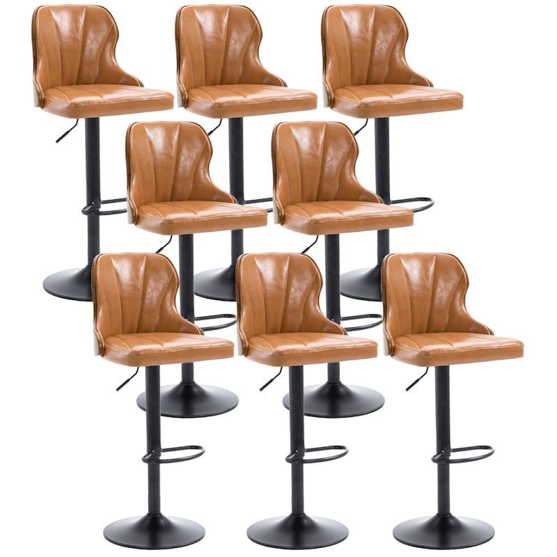 Scandinavian Metal Stool Leather Upholstered Counter Stool in Matte Finish for Indoor Ginger 8 Piece Set Clearhalo 'Bar Furniture' 'Bar Stools' 'bar_stools' 'furn' 'furn_bar_stools' 'Furniture' 'Kitchen & Dining Furniture' 5694885