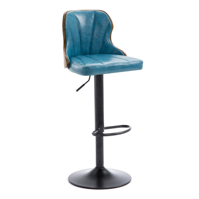 Scandinavian Metal Stool Leather Upholstered Counter Stool in Matte Finish for Indoor Royal Blue 1 Piece Clearhalo 'Bar Furniture' 'Bar Stools' 'bar_stools' 'furn' 'furn_bar_stools' 'Furniture' 'Kitchen & Dining Furniture' 5694886