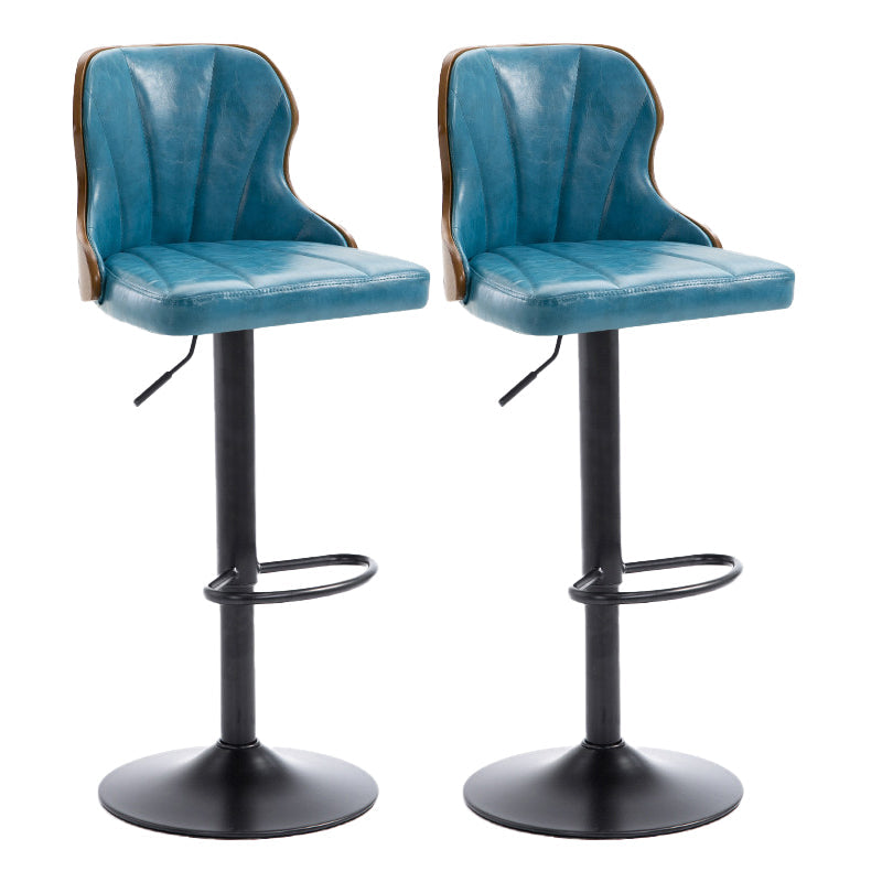 Scandinavian Metal Stool Leather Upholstered Counter Stool in Matte Finish for Indoor Royal Blue 2 Piece Set Clearhalo 'Bar Furniture' 'Bar Stools' 'bar_stools' 'furn' 'furn_bar_stools' 'Furniture' 'Kitchen & Dining Furniture' 5694887