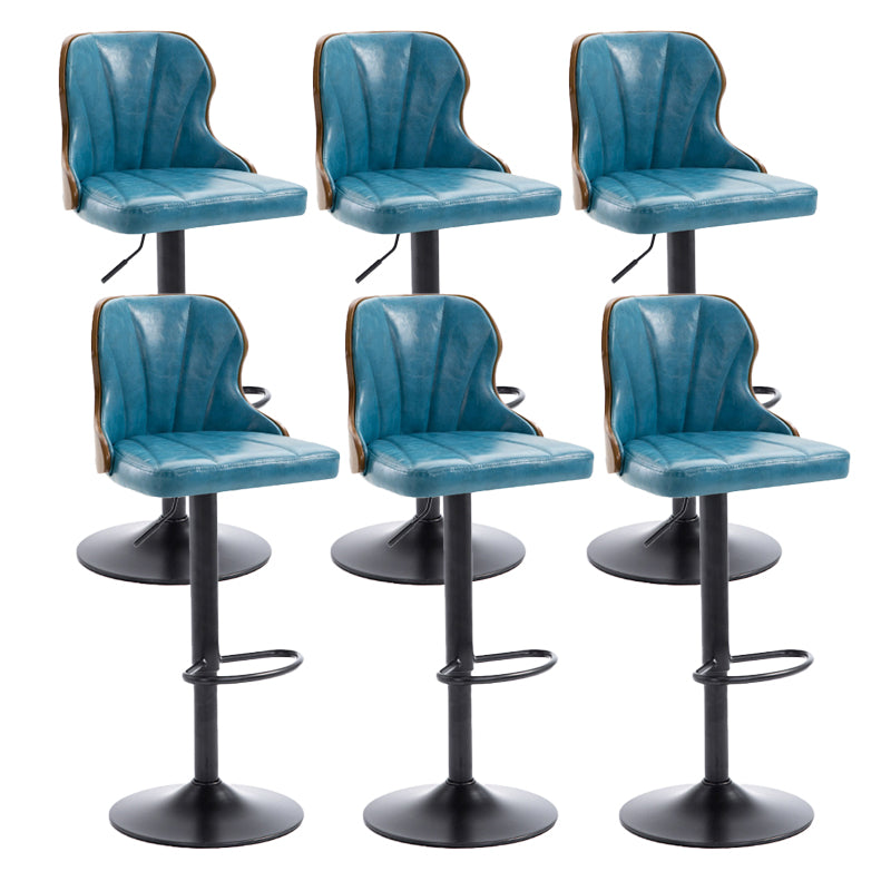 Scandinavian Metal Stool Leather Upholstered Counter Stool in Matte Finish for Indoor Royal Blue 6 Piece Set Clearhalo 'Bar Furniture' 'Bar Stools' 'bar_stools' 'furn' 'furn_bar_stools' 'Furniture' 'Kitchen & Dining Furniture' 5694889