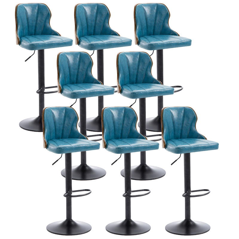 Scandinavian Metal Stool Leather Upholstered Counter Stool in Matte Finish for Indoor Royal Blue 8 Piece Set Clearhalo 'Bar Furniture' 'Bar Stools' 'bar_stools' 'furn' 'furn_bar_stools' 'Furniture' 'Kitchen & Dining Furniture' 5694890