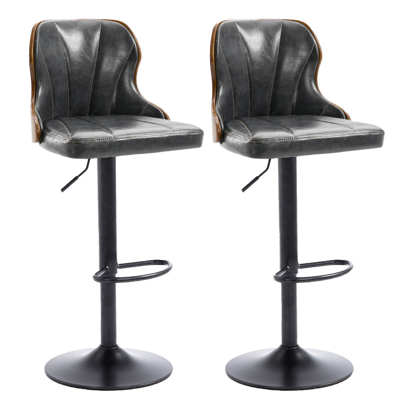 Scandinavian Metal Stool Leather Upholstered Counter Stool in Matte Finish for Indoor Dark Blue-Gray 2 Piece Set Clearhalo 'Bar Furniture' 'Bar Stools' 'bar_stools' 'furn' 'furn_bar_stools' 'Furniture' 'Kitchen & Dining Furniture' 5694892