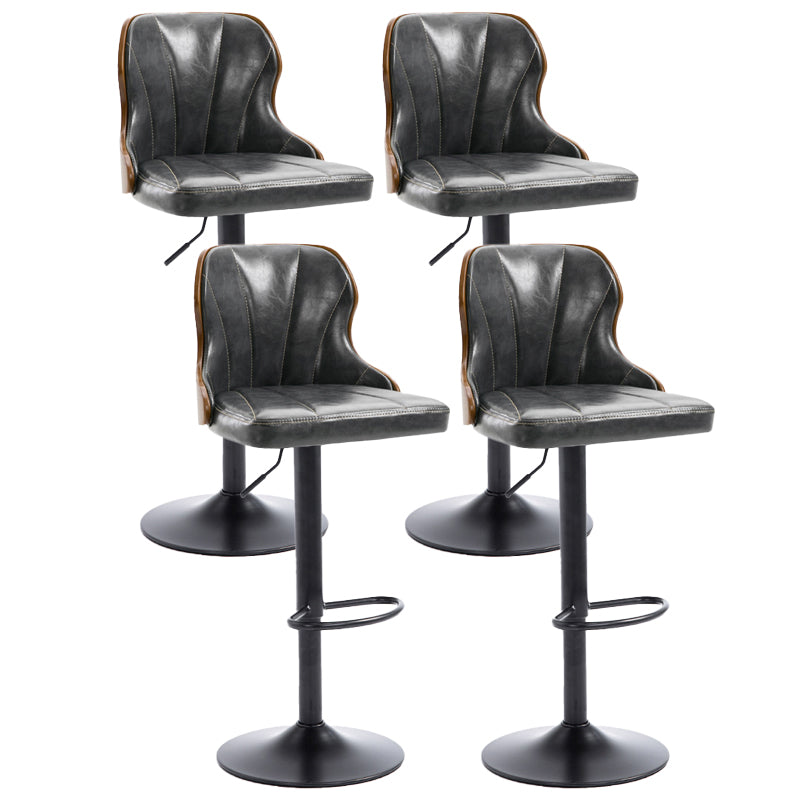 Scandinavian Metal Stool Leather Upholstered Counter Stool in Matte Finish for Indoor Dark Blue-Gray 4 Piece Set Clearhalo 'Bar Furniture' 'Bar Stools' 'bar_stools' 'furn' 'furn_bar_stools' 'Furniture' 'Kitchen & Dining Furniture' 5694893