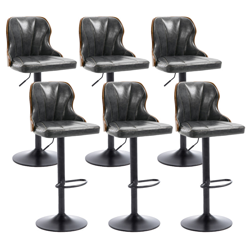 Scandinavian Metal Stool Leather Upholstered Counter Stool in Matte Finish for Indoor Dark Blue-Gray 6 Piece Set Clearhalo 'Bar Furniture' 'Bar Stools' 'bar_stools' 'furn' 'furn_bar_stools' 'Furniture' 'Kitchen & Dining Furniture' 5694894