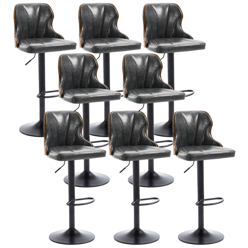 Scandinavian Metal Stool Leather Upholstered Counter Stool in Matte Finish for Indoor Dark Blue-Gray 8 Piece Set Clearhalo 'Bar Furniture' 'Bar Stools' 'bar_stools' 'furn' 'furn_bar_stools' 'Furniture' 'Kitchen & Dining Furniture' 5694895