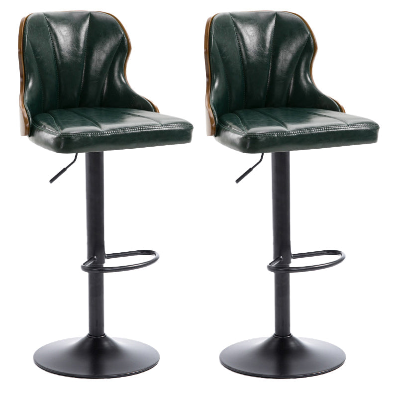 Scandinavian Metal Stool Leather Upholstered Counter Stool in Matte Finish for Indoor Blackish Green 2 Piece Set Clearhalo 'Bar Furniture' 'Bar Stools' 'bar_stools' 'furn' 'furn_bar_stools' 'Furniture' 'Kitchen & Dining Furniture' 5694897