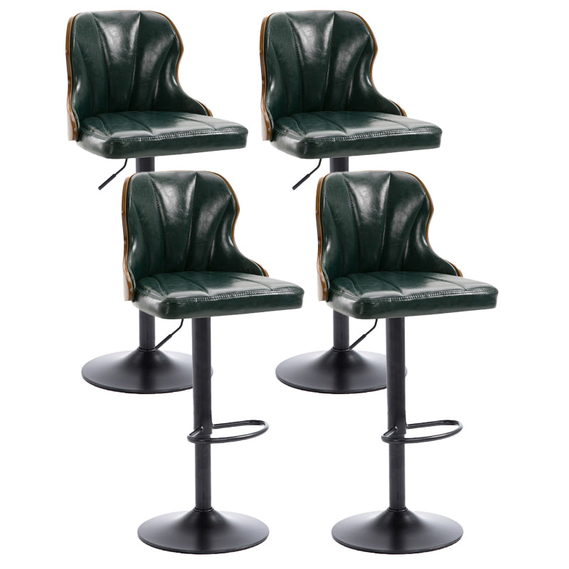 Scandinavian Metal Stool Leather Upholstered Counter Stool in Matte Finish for Indoor Blackish Green 4 Piece Set Clearhalo 'Bar Furniture' 'Bar Stools' 'bar_stools' 'furn' 'furn_bar_stools' 'Furniture' 'Kitchen & Dining Furniture' 5694898