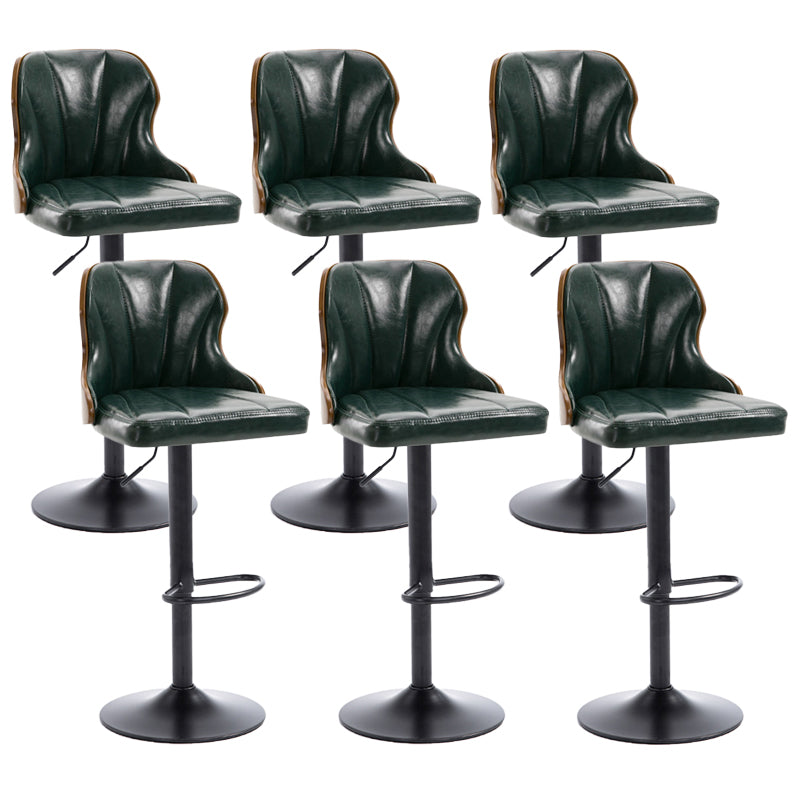 Scandinavian Metal Stool Leather Upholstered Counter Stool in Matte Finish for Indoor Blackish Green 6 Piece Set Clearhalo 'Bar Furniture' 'Bar Stools' 'bar_stools' 'furn' 'furn_bar_stools' 'Furniture' 'Kitchen & Dining Furniture' 5694899
