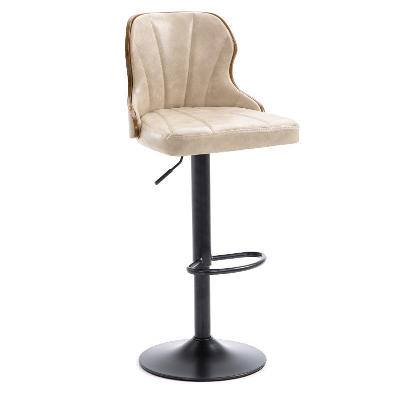 Scandinavian Metal Stool Leather Upholstered Counter Stool in Matte Finish for Indoor Off-White 1 Piece Clearhalo 'Bar Furniture' 'Bar Stools' 'bar_stools' 'furn' 'furn_bar_stools' 'Furniture' 'Kitchen & Dining Furniture' 5694901