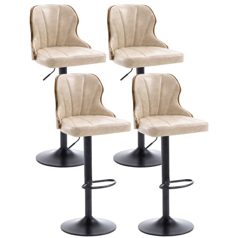 Scandinavian Metal Stool Leather Upholstered Counter Stool in Matte Finish for Indoor Off-White 4 Piece Set Clearhalo 'Bar Furniture' 'Bar Stools' 'bar_stools' 'furn' 'furn_bar_stools' 'Furniture' 'Kitchen & Dining Furniture' 5694903