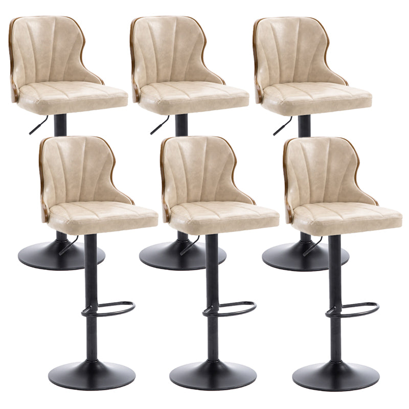Scandinavian Metal Stool Leather Upholstered Counter Stool in Matte Finish for Indoor Off-White 6 Piece Set Clearhalo 'Bar Furniture' 'Bar Stools' 'bar_stools' 'furn' 'furn_bar_stools' 'Furniture' 'Kitchen & Dining Furniture' 5694904