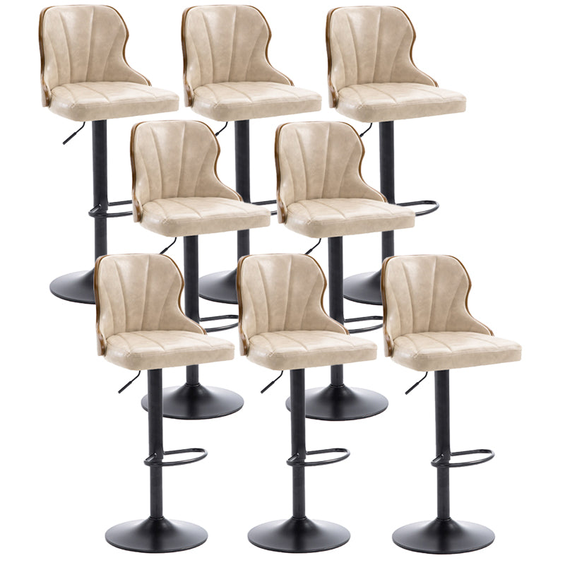 Scandinavian Metal Stool Leather Upholstered Counter Stool in Matte Finish for Indoor Off-White 8 Piece Set Clearhalo 'Bar Furniture' 'Bar Stools' 'bar_stools' 'furn' 'furn_bar_stools' 'Furniture' 'Kitchen & Dining Furniture' 5694905
