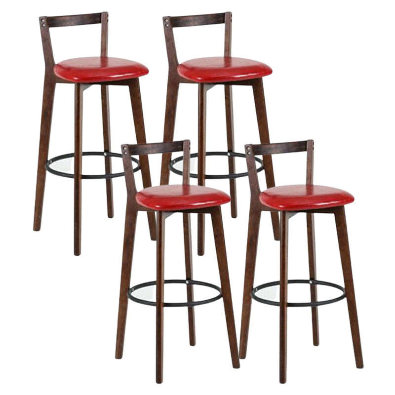 Muebles de cuero de imitación de heces de madera marrones contemporáneas con 4 patas