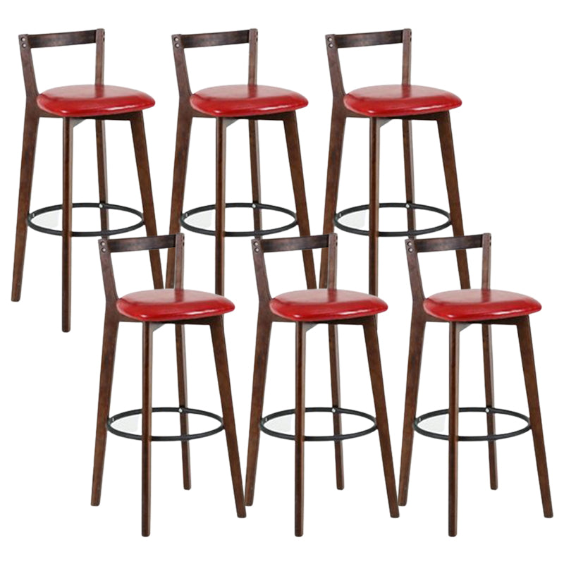 Muebles de cuero de imitación de heces de madera marrones contemporáneas con 4 patas