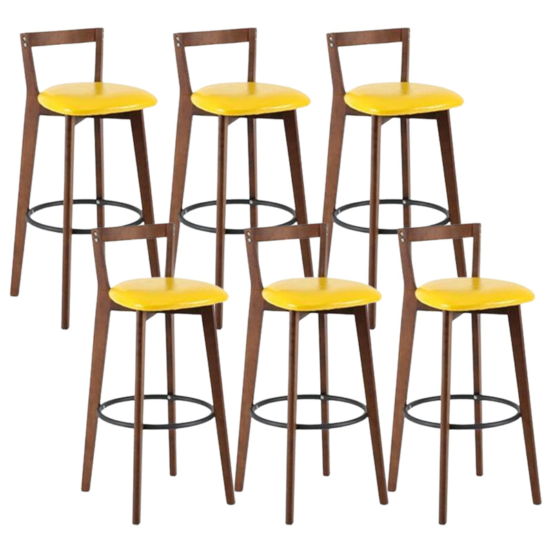 Muebles de cuero de imitación de heces de madera marrones contemporáneas con 4 patas