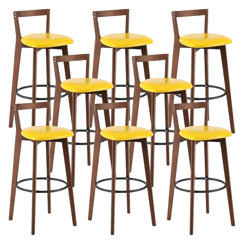 Muebles de cuero de imitación de heces de madera marrones contemporáneas con 4 patas